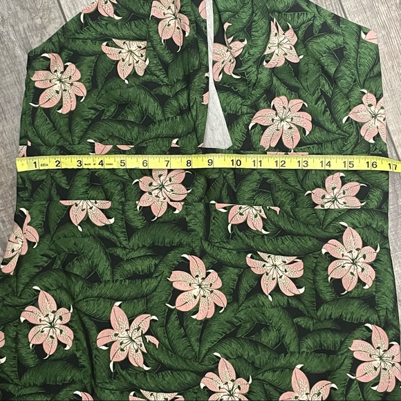 NWT Topshop Hibiscus Floral Halter Neck Midi Dress Green and Pink Size 12 - Picture 7 of 9